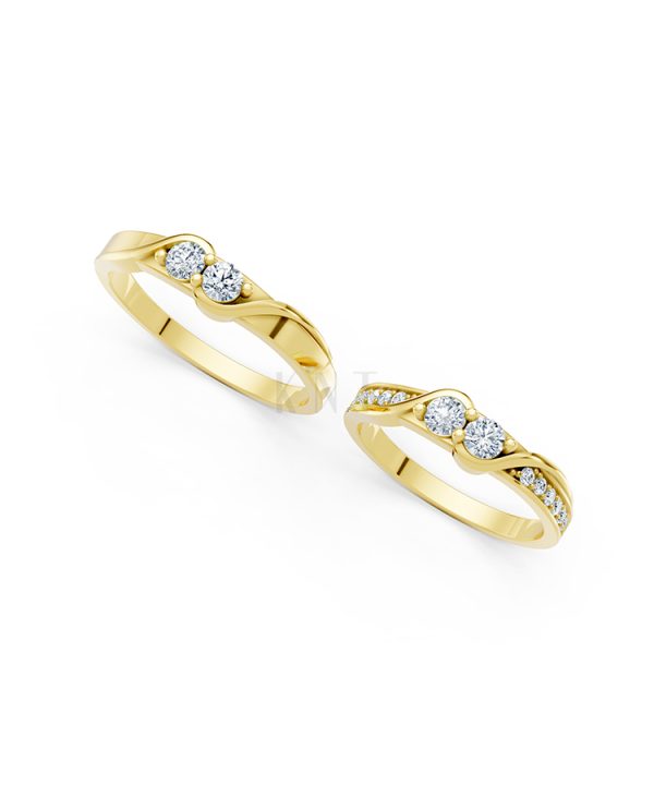 Nhẫn cưới A129 màu Vàng Gold thiết kế phá cách, sang trọng