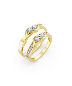 Nhẫn cưới A129 màu Vàng Gold thiết kế tinh tế, sang trọng