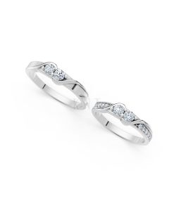 Nhẫn cưới A129 màu vàng trắng White Gold vàng sáng, đường nét sắc sảo, tinh tế