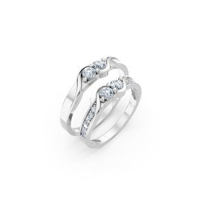 Nhẫn cưới A129 màu vàng trắng White Gold kiểu dáng hiện đại, nổi bật