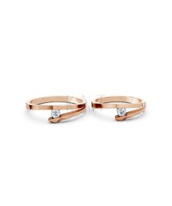 Nhẫn cưới A132 màu vàng hồng Rose Gold thiết kế đối xứng, phong cách, ấn tượng