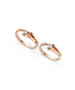 Nhẫn cưới A132 màu vàng hồng Rose Gold phong cách trẻ trung, nổi bật
