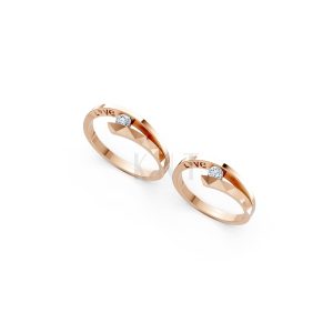 Nhẫn cưới A132 màu vàng hồng Rose Gold phong cách trẻ trung, nổi bật