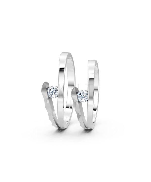 Nhẫn cưới A132 màu vàng trắng White Gold kiểu dáng cá tính, hiện đại