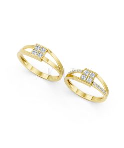 Nhẫn cưới A133 màu Vàng Gold thiết kế phá cách, sang trọng