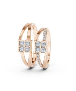 Nhẫn cưới A133 màu vàng hồng Rose Gold thiết kế đối xứng, phong cách, ấn tượng