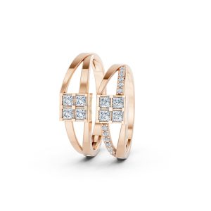 Nhẫn cưới A133 màu vàng hồng Rose Gold thiết kế đối xứng, phong cách, ấn tượng