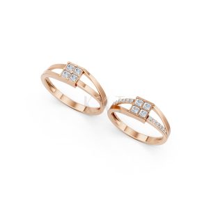 Nhẫn cưới A133 màu vàng hồng Rose Gold phong cách trẻ trung, nổi bật