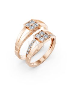 Nhẫn cưới A133 màu vàng hồng Rose Gold họa tiết ấn tượng, cá tính
