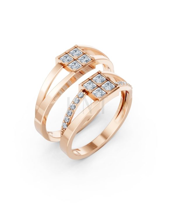 Nhẫn cưới A133 màu vàng hồng Rose Gold họa tiết ấn tượng, cá tính