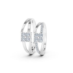 Nhẫn cưới A133 màu vàng trắng White Gold vàng sáng, đường nét sắc sảo, tinh tế