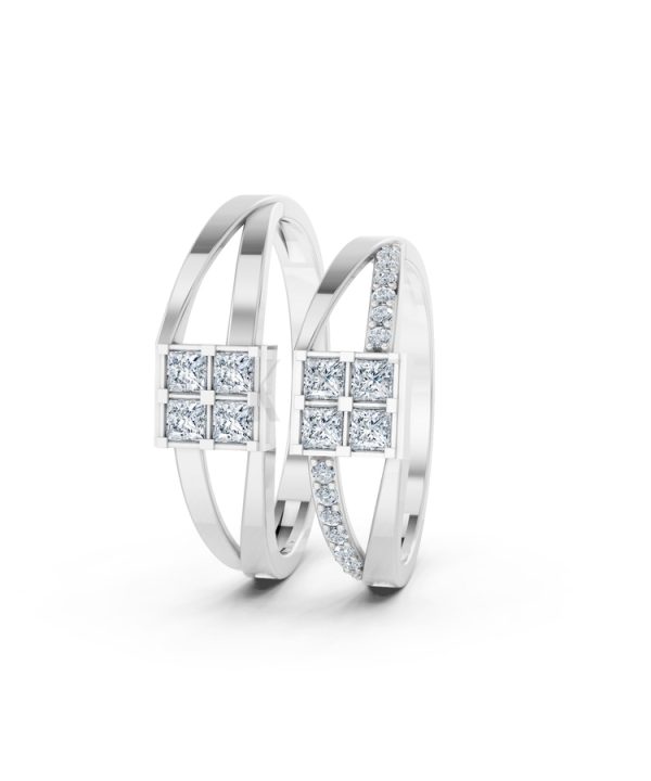 Nhẫn cưới A133 màu vàng trắng White Gold vàng sáng, đường nét sắc sảo, tinh tế