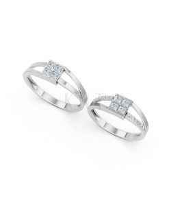 Nhẫn cưới A133 màu vàng trắng White Gold kiểu dáng cá tính, hiện đại