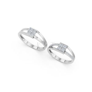 Nhẫn cưới A133 màu vàng trắng White Gold kiểu dáng cá tính, hiện đại