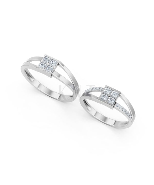 Nhẫn cưới A133 màu vàng trắng White Gold kiểu dáng cá tính, hiện đại