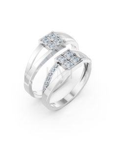 Nhẫn cưới A133 màu vàng trắng White Gold kiểu dáng hiện đại, nổi bật