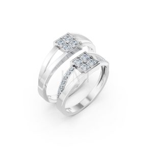 Nhẫn cưới A133 màu vàng trắng White Gold kiểu dáng hiện đại, nổi bật