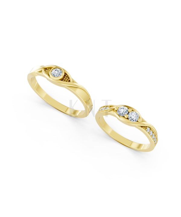 Nhẫn cưới A134 màu Vàng Gold thiết kế phá cách, sang trọng