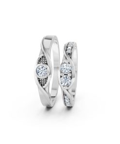 Nhẫn cưới A134 màu vàng trắng White Gold vàng sáng, đường nét sắc sảo, tinh tế