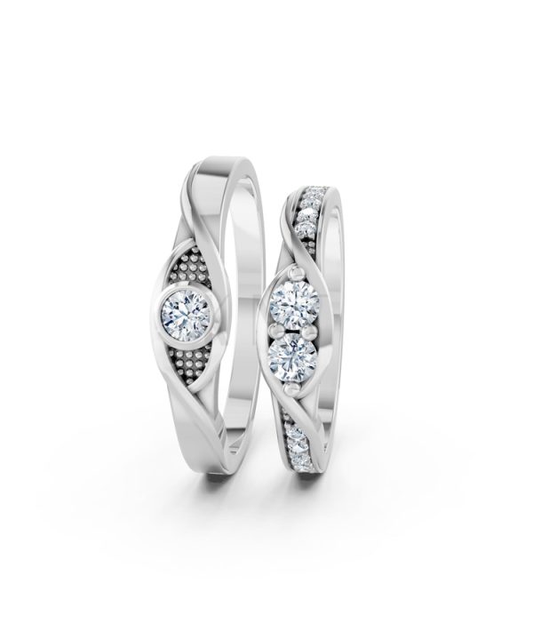 Nhẫn cưới A134 màu vàng trắng White Gold vàng sáng, đường nét sắc sảo, tinh tế