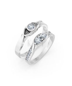 Nhẫn cưới A134 màu vàng trắng White Gold kiểu dáng hiện đại, nổi bật