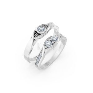 Nhẫn cưới A134 màu vàng trắng White Gold kiểu dáng hiện đại, nổi bật