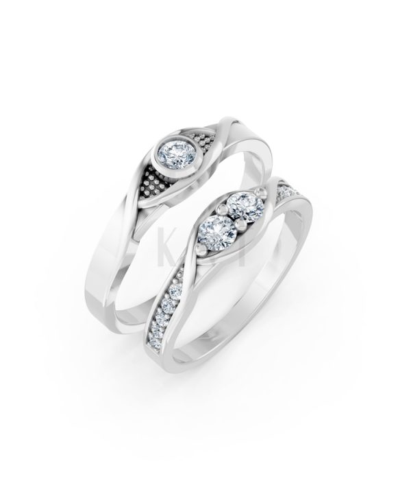 Nhẫn cưới A134 màu vàng trắng White Gold kiểu dáng hiện đại, nổi bật