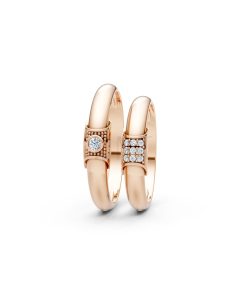 Nhẫn cưới A135 màu vàng hồng Rose Gold vàng đẹp, họa tiết hình học, độc đáo