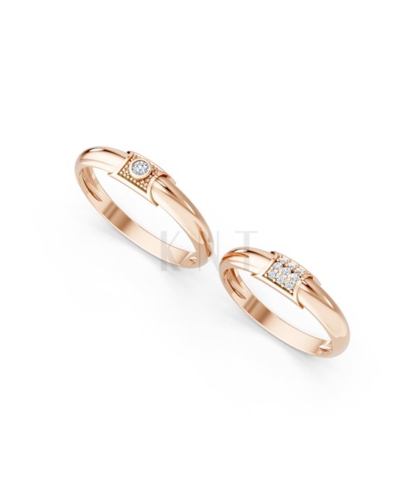 Nhẫn cưới A135 màu vàng hồng Rose Gold phong cách trẻ trung, nổi bật