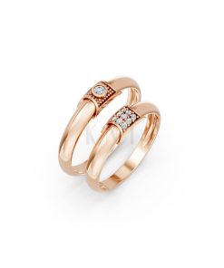 Nhẫn cưới A135 màu vàng hồng Rose Gold họa tiết ấn tượng, cá tính
