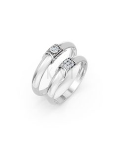 Nhẫn cưới A135 màu vàng trắng White Gold kiểu dáng hiện đại, nổi bật