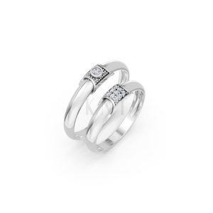 Nhẫn cưới A135 màu vàng trắng White Gold kiểu dáng hiện đại, nổi bật