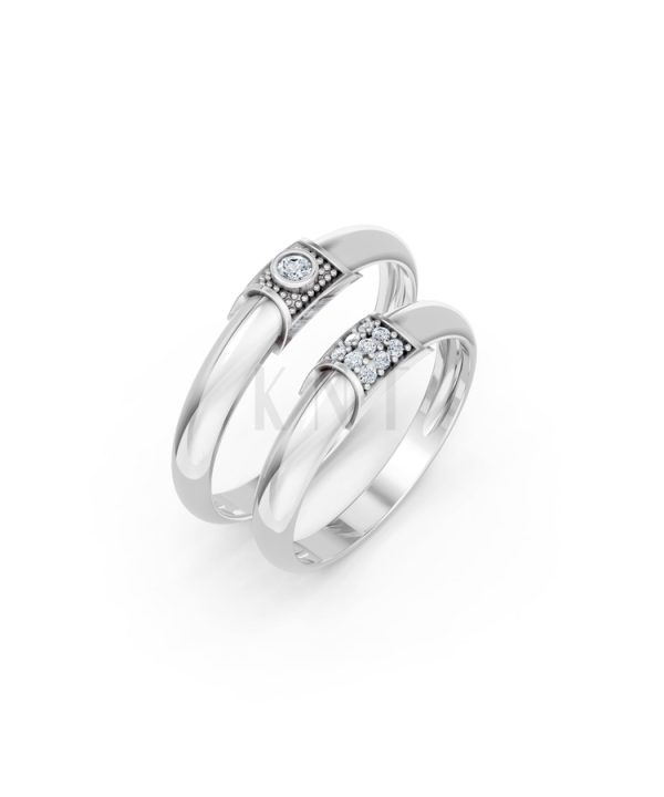 Nhẫn cưới A135 màu vàng trắng White Gold kiểu dáng hiện đại, nổi bật