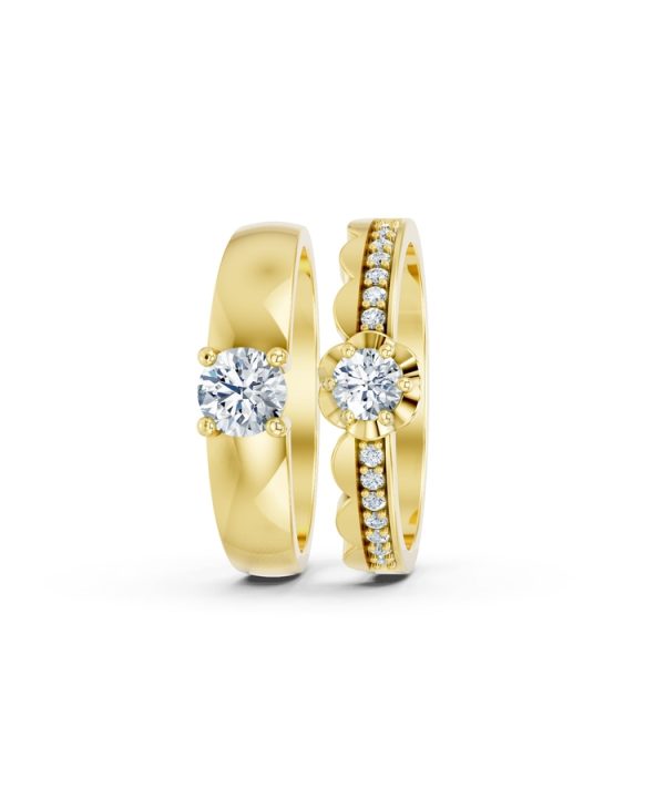 Nhẫn cưới A142 màu Vàng Gold thiết kế phá cách, sang trọng