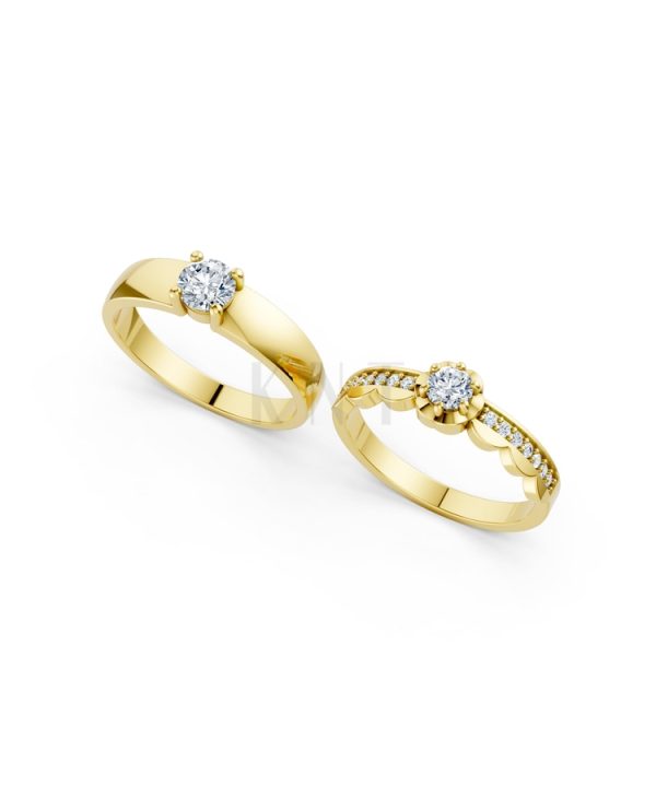 Nhẫn cưới A142 màu Vàng Gold vàng 10K/14K/18K/607 cao cấp, thanh lịch