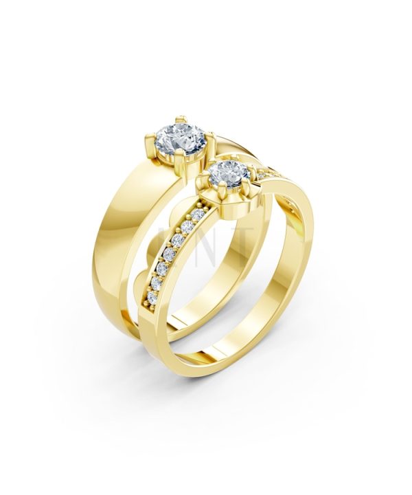 Nhẫn cưới A142 màu Vàng Gold thiết kế tinh tế, sang trọng