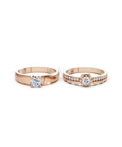 Nhẫn cưới A142 màu vàng hồng Rose Gold thiết kế đối xứng, phong cách, ấn tượng