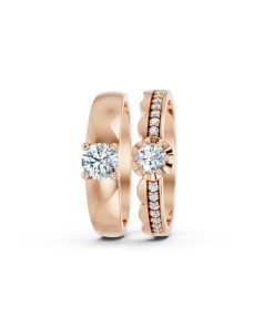 Nhẫn cưới A142 màu vàng hồng Rose Gold vàng đẹp, họa tiết hình học, độc đáo