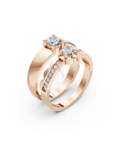 Nhẫn cưới A142 màu vàng hồng Rose Gold họa tiết ấn tượng, cá tính