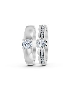 Nhẫn cưới A142 màu vàng trắng White Gold vàng sáng bóng, thiết kế trẻ trung