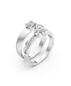 Nhẫn cưới A142 màu vàng trắng White Gold kiểu dáng hiện đại, nổi bật