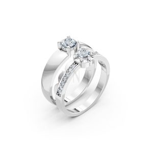 Nhẫn cưới A142 màu vàng trắng White Gold kiểu dáng hiện đại, nổi bật