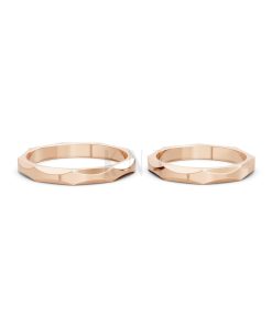 Nhẫn cưới A143 màu vàng hồng Rose Gold thiết kế đối xứng, phong cách, ấn tượng