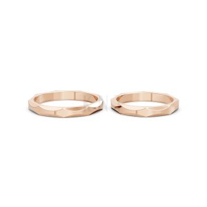 Nhẫn cưới A143 màu vàng hồng Rose Gold thiết kế đối xứng, phong cách, ấn tượng