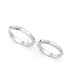 Nhẫn cưới A143 màu vàng trắng White Gold kiểu dáng cá tính, hiện đại