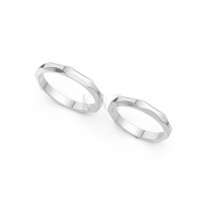 Nhẫn cưới A143 màu vàng trắng White Gold kiểu dáng cá tính, hiện đại