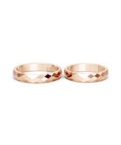 Nhẫn cưới A144 màu vàng hồng Rose Gold thiết kế đối xứng, phong cách, ấn tượng