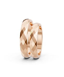 Nhẫn cưới A144 màu vàng hồng Rose Gold vàng đẹp, họa tiết hình học, độc đáo