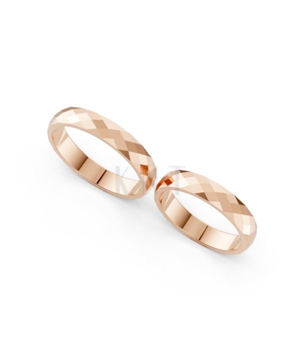 Nhẫn cưới A144 màu vàng hồng Rose Gold phong cách trẻ trung, nổi bật
