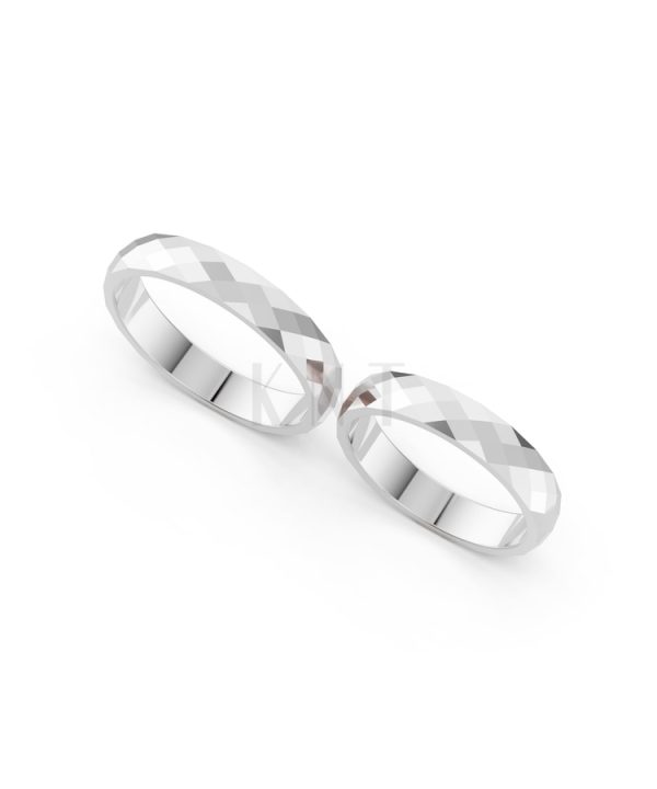 Nhẫn cưới A144 màu vàng trắng White Gold vàng sáng, đường nét sắc sảo, tinh tế